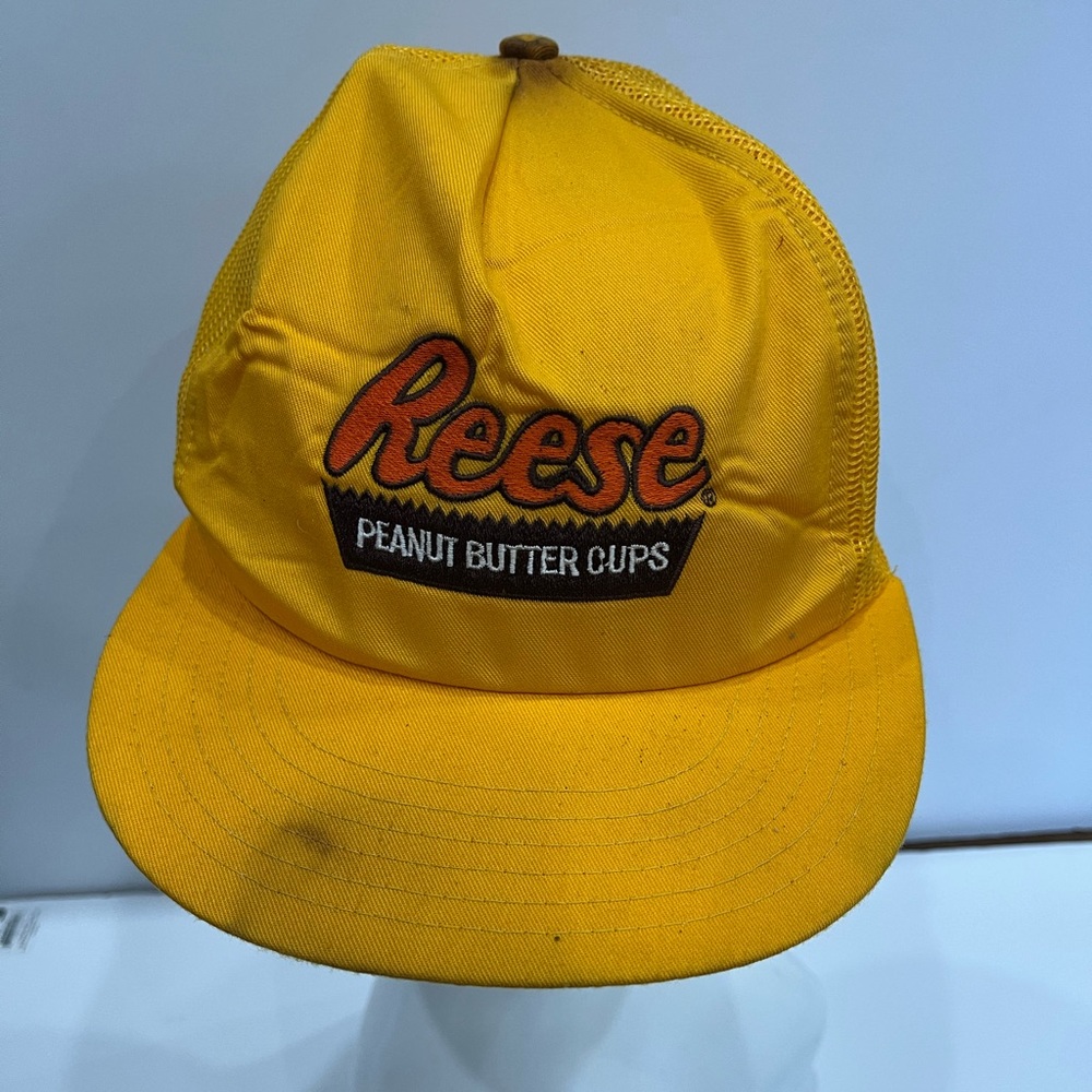 rare vintage Reese Peanut Butter Cups yellow trucker hat vintage